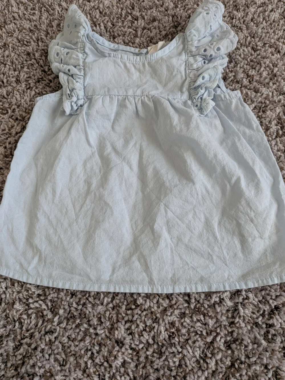 H&M Pale Blue Eyelet Ruffle Tank Top Size 6 Months
